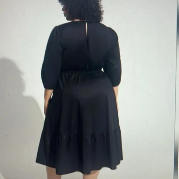Torrid 5 Poplin Midi Tiered Dress Black Cotton NWT - Picture 3 of 6